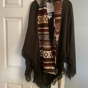 Poncho with infinity scarf